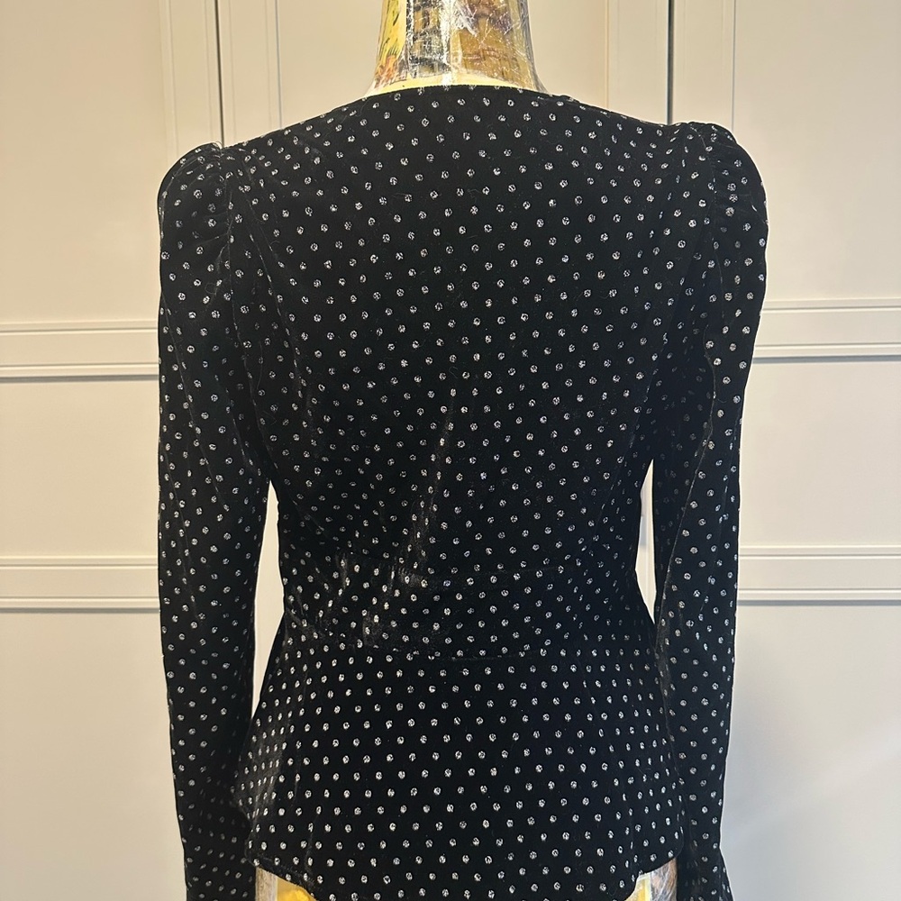 NWT! Express Velvet Deep V-Neck Peplum Top S - Picture 4 of 9